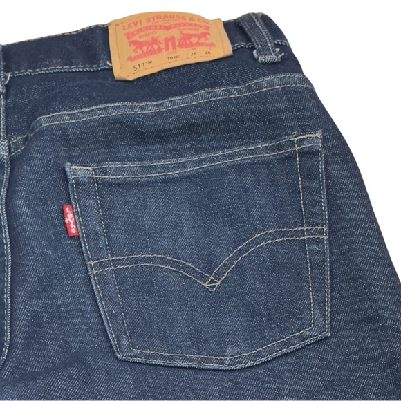 Levi’s 511 Slim Fit Jeans Women Sz 16R Dark Wash Blue Stretch Denim Pants - Picture 1 of 13
